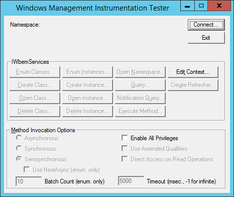 Start Wbemtest to edit WMI