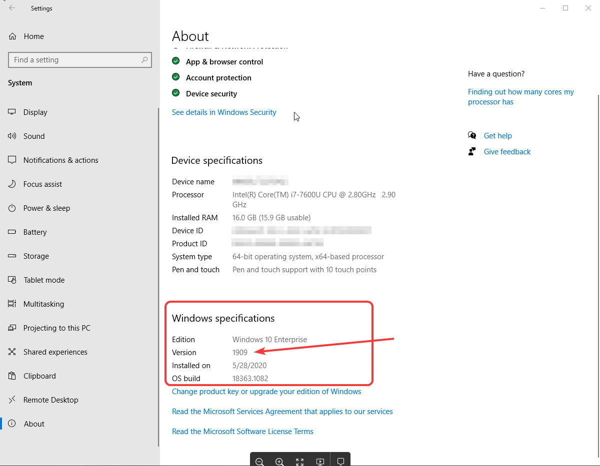 Show Current Windows 10 version